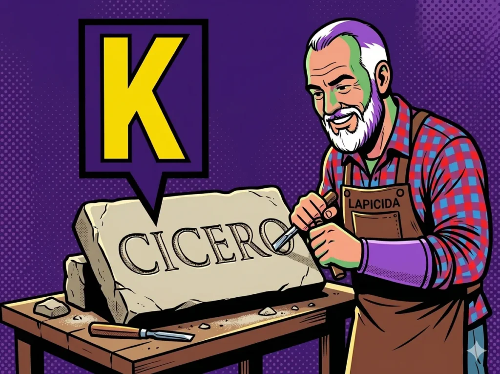 Latin Pronunciation Explained — Stonemason Carves Cicero's Name, Correcting "C" to "K"