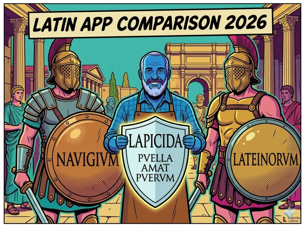 Latin App Comparison — Navigium, Lateinorum, Lapicida 2026