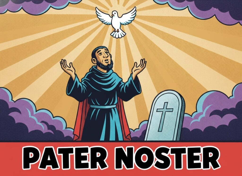 Pater Noster — the Our Father in Latin Pater Noster — the Our Father in Latin, comic pop-art style