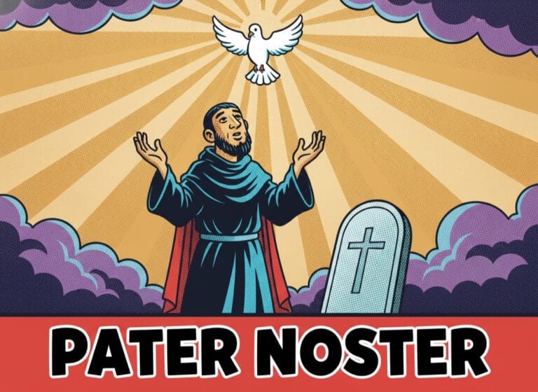 Pater noster — das Vaterunser auf Latein, Comic-Popart-Illustration
