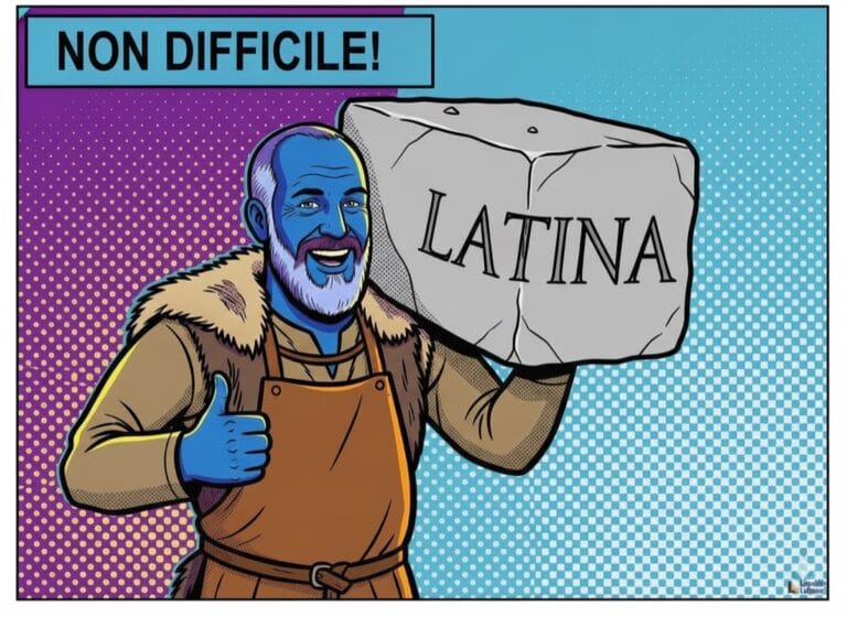 Is Latin hard to learn — the Lapicida stonemason lifting a stone marked LATINA
