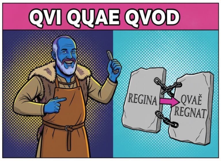 Latin relative pronoun qui, quae, quod linking a relative clause to its antecedent — the Lapicida stonemason