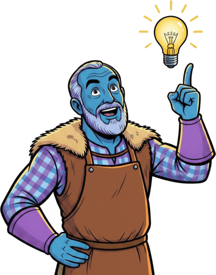 Lapicida Latinus stonemason with a light bulb