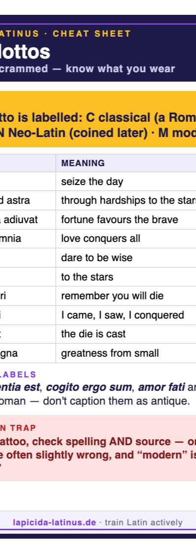 Latin Mottos cheat sheet (A6)
