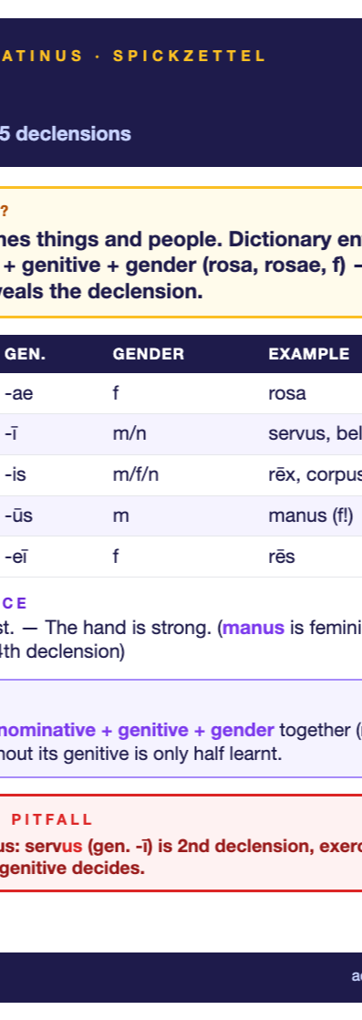 Latin nouns cheat sheet (A6)