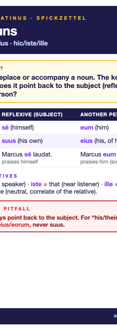 Latin Pronouns cheat sheet (A6)